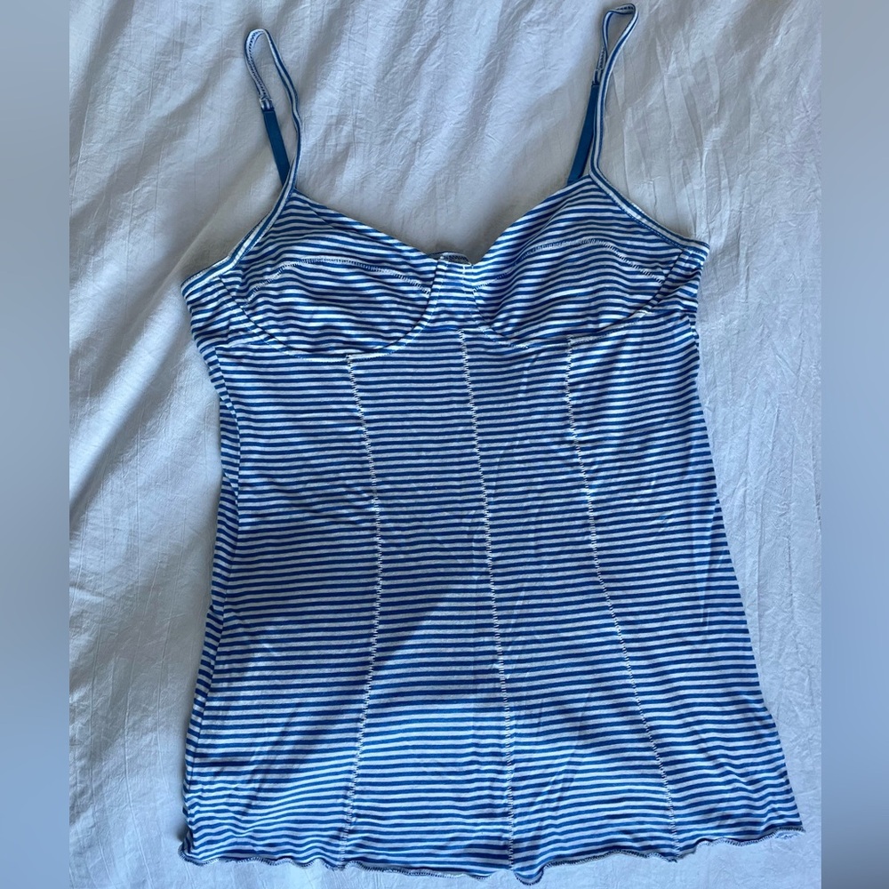 FREE PEOPLE Intimately - Blue and White Striped Tank Top